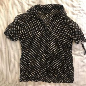 Theory- Sheer polka dot blouse